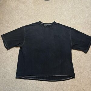 YoungLA Shirt Mens XL Black Relaxed Oversized Boxy Tee Contrast Stitching Crew